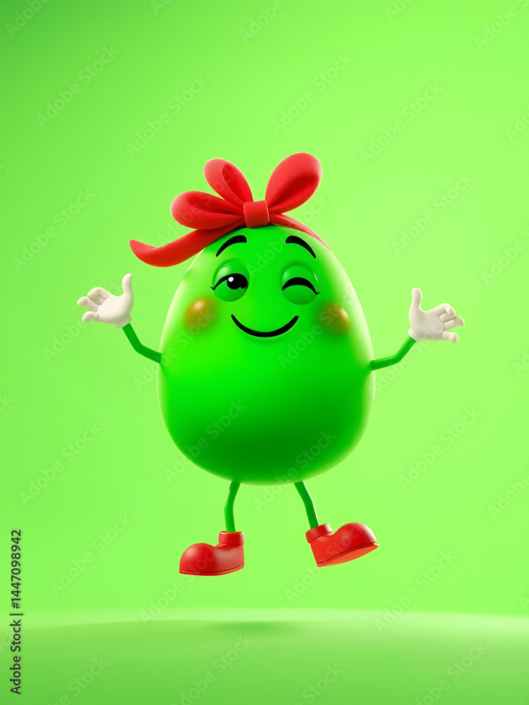 Fototapete haf lone animation, wiggle animated greeting card design element, isolated on green screen for trans