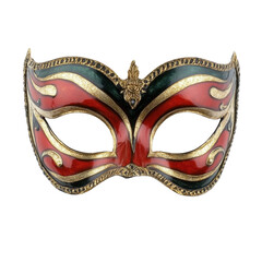 Elegant masquerade mask features bold colors and intricate designs on pure white backdrop, Isolated masquerade mask on a pure Transparent background with