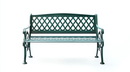Iron garden bench isolated on white background