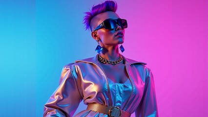 Futuristic Woman In Neon Lighting