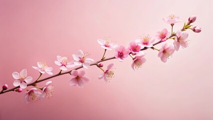 Obraz premium Dainty Cherry Blossom Branch, soft pink, minimalist design