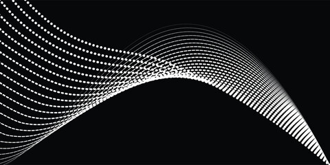 Dark abstract background with flowing particles. Awesome dotted concept. vector