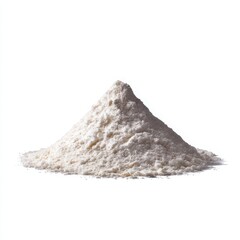 Pile of white powder substance on white background