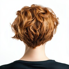 Naklejka premium Short Wavy Hair with Casual Tousled Appearance from the Back