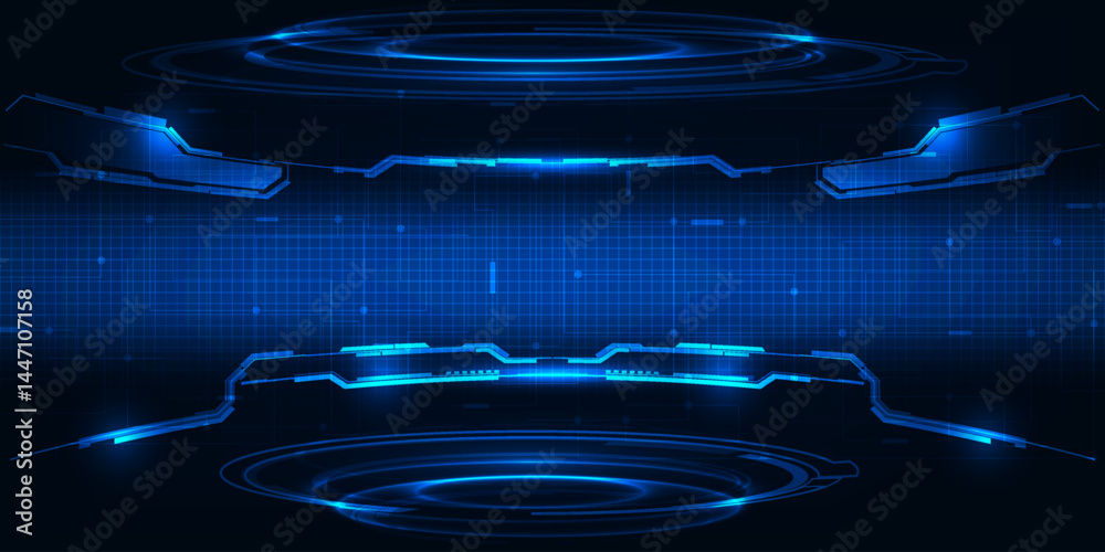 Wall mural abstract futuristic hi tech stage layout and background.digital hologram stage and hi tech architect