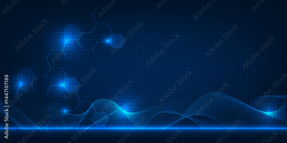 Poster vector illustrations of artificial intelligence streaming big data.futuristic technology background.