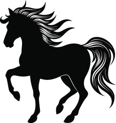 Dynamic Black Silhouette Vector of a Galloping Horse