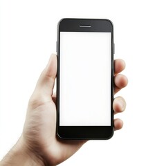 Hand holding a blank smartphone