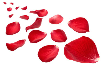 falling-red set-of rose petal isolated on white background falling red set of rose petal isolated on white background PNG