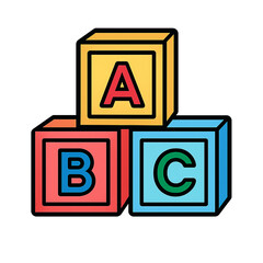 alphabet blocks, vector, illustration, toy, ABC, colorful, isolated
