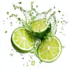 Fresh Lime Juice Splashing from Juicy and Vibrant Limes