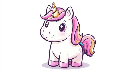 Fototapeta premium Kawaii unicorn isolated on white background
