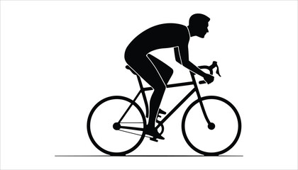 Fototapeta premium Cyclist on Road Bicycle Silhouette Icon