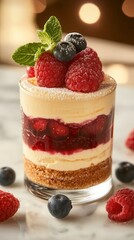 Delightful mascarpone dessert layered with fresh berries, perfect for summer indulgence at an elegant gathering.