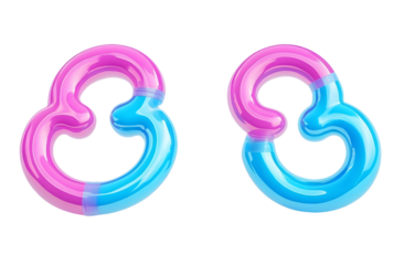 Pink female and blue male gender symbols. 3D rendering isolated on transparent background