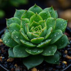 Obraz premium A close-up shot of a succulent plant, with its fleshy green leaves arranged in a rosette pattern