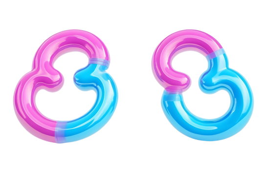 Pink female and blue male gender symbols. 3D rendering isolated on transparent background