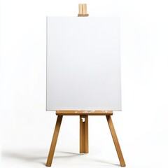 Blank Canvas on Easel Isolated Against White Background