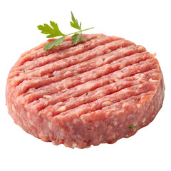 Raw Beef Burger Patty Recipe isolated on transparent background