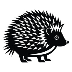 Hedgehog Silhouette Vector Art on White Background, Cute hedgehog silhouette symbol logo