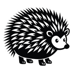 Hedgehog Silhouette Vector Art on White Background, Cute hedgehog silhouette symbol logo