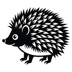 Hedgehog Silhouette Vector Art on White Background, Cute hedgehog silhouette symbol logo