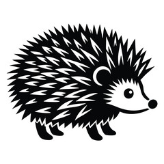 Hedgehog Silhouette Vector Art on White Background, Cute hedgehog silhouette symbol logo