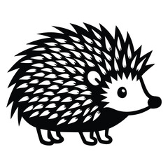 Hedgehog Silhouette Vector Art on White Background, Cute hedgehog silhouette symbol logo