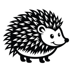 Hedgehog Silhouette Vector Art on White Background, Cute hedgehog silhouette symbol logo
