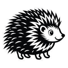 Hedgehog Silhouette Vector Art on White Background, Cute hedgehog silhouette symbol logo