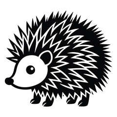 Hedgehog Silhouette Vector Art on White Background, Cute hedgehog silhouette symbol logo