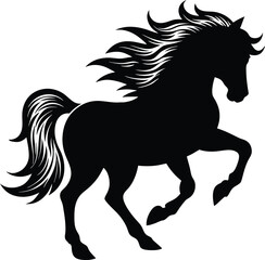 Dynamic Black Silhouette Vector of a Galloping Horse