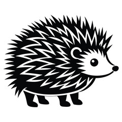 Hedgehog Silhouette Vector Art on White Background, Cute hedgehog silhouette symbol logo