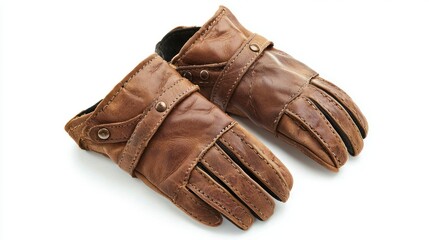 Leather fingerless gloves isolated on white background