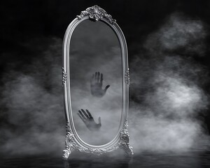 Eerie hands emerge from smoky mirror