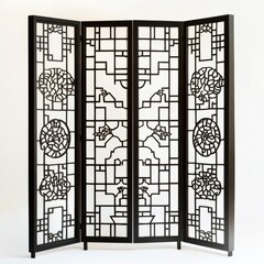 Decorative Room Divider with Asian Inspired Patterns and Design