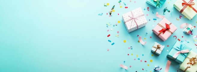 Pastel Presents: A Festive Celebration of Gift Boxes and Confetti