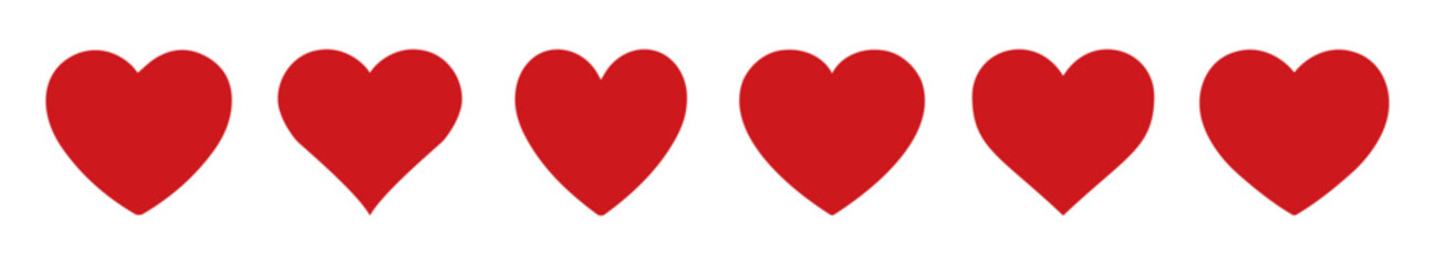 Red heart icons set. Perfect for love, romance, Valentine’s Day, wedding designs, greeting cards, and romantic themed digital or print projects. Heart, red heart, vector, heart, icon.