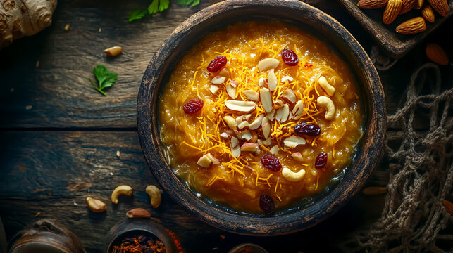 Delicious Indian semiya (vermicelli) kheer, beautifully styled in a rustic bowl, garnished with golden roasted cashew nuts