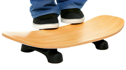 Isolated Wooden Skateboard With Feet And Shoes Photo