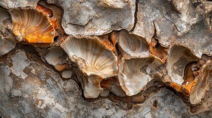Close up view of a weathered and textured surface with organic patterns and varying tones for background design