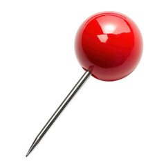 Red push pin isolated against a Transparent background for clear visibility and versatility in office and crafting use, Red push pin isolated on PNG background