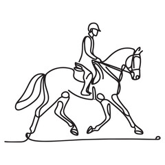 Elegant Horse and Rider Silhouette One Line Art Illustration