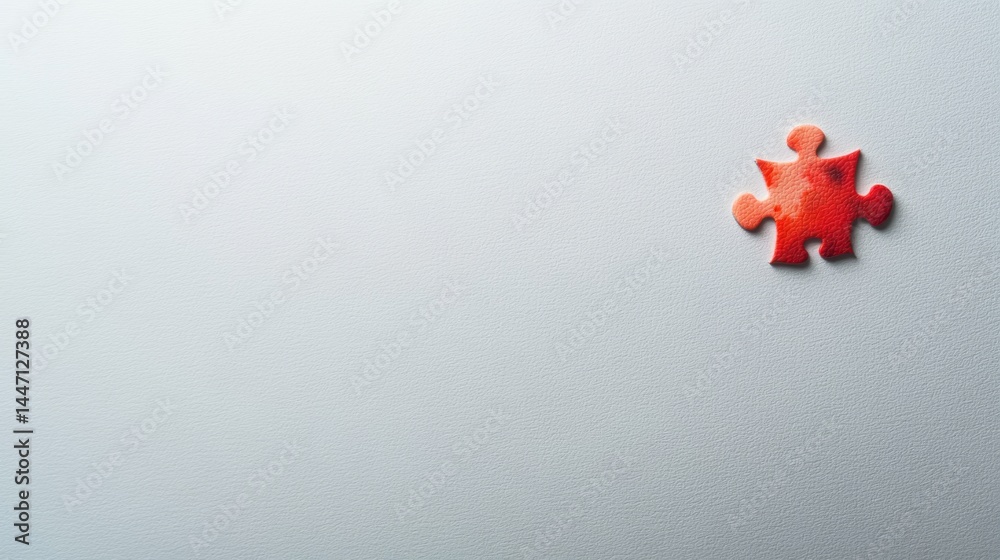 Poster close-up view of a single jigsaw puzzle piece featuring a gradient watercolor finish, positioned aga