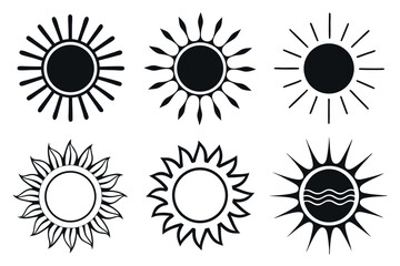 Fototapeta premium A set of sun icon vector art illustration.