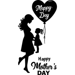 vector of a girl with a heart of happy mother's day 