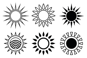  A set of sun icon vector art illustration.