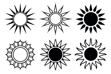  A set of sun icon vector art illustration.