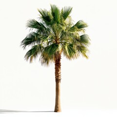 Elegant Palm Tree with Slender Trunk and Fan-Shaped Leaves