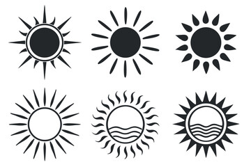  A set of sun icon vector art illustration.